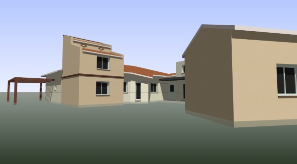 projet construction maison individuelle contemporaine - vue 3D - réalisation Alain Ghigo